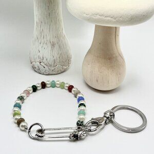 Macabre Glam Pearl Beaded Wristlet Keychain